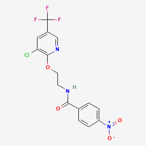 molecular formula C15H11ClF3N3O4 B1471031 N-(2-{[3-chloro-5-(trifluoromethyl)pyridin-2-yl]oxy}ethyl)-4-nitrobenzamide CAS No. 1610047-56-7