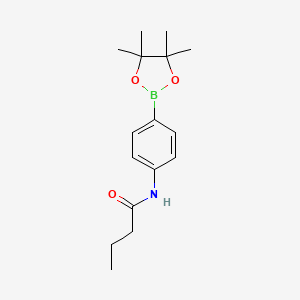 molecular formula C16H24BNO3 B1471032 N-[4-(4,4,5,5-tetramethyl-1,3,2-dioxaborolan-2-yl)phenyl]butanamide CAS No. 2246646-52-4