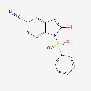 molecular formula C14H8IN3O2S B1471042 1-(Phenylsulfonyl)-5-cyano-2-iodo-6-azaindole CAS No. 1260385-19-0