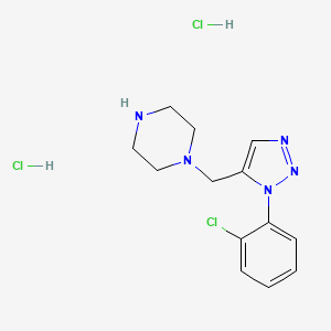 molecular formula C13H18Cl3N5 B1471047 1-{[1-(2-chlorophenyl)-1H-1,2,3-triazol-5-yl]methyl}piperazine dihydrochloride CAS No. 1610377-07-5