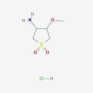 molecular formula C5H12ClNO3S B1471069 (4-Methoxy-1,1-dioxidotetrahydro-3-thienyl)amine hydrochloride CAS No. 1955557-36-4