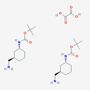 molecular formula C26H50N4O8 B1471076 trans-tert-Butyl-(3-(aminomethyl)-cyclohexyl)carbamate hemioxalate CAS No. 1452485-95-8