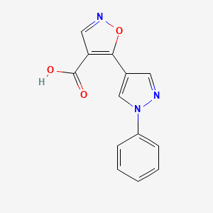 molecular formula C13H9N3O3 B1471079 5-(1-苯基-1H-吡唑-4-基)-1,2-恶唑-4-羧酸 CAS No. 1500627-24-6