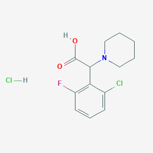 molecular formula C13H16Cl2FNO2 B1471090 2-(2-Chloro-6-fluorophenyl)-2-(piperidin-1-yl)acetic acid hydrochloride CAS No. 1461704-80-2