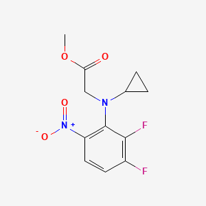 molecular formula C12H12F2N2O4 B1471110 Methyl 2-[cyclopropyl(2,3-difluoro-6-nitrophenyl)amino]acetate CAS No. 1461708-90-6