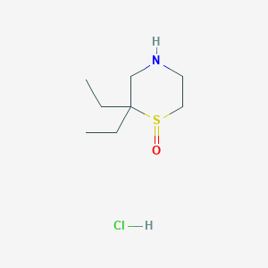 molecular formula C8H18ClNOS B1471117 2,2-Diethyl-1lambda4-thiomorpholin-1-one hydrochloride CAS No. 1803587-51-0