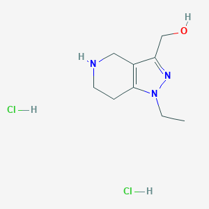 molecular formula C9H17Cl2N3O B1471121 盐酸（1-乙基-4,5,6,7-四氢-1H-吡唑并[4,3-c]吡啶-3-基）甲醇 CAS No. 1609403-67-9