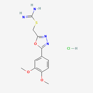 molecular formula C12H15ClN4O3S B1471146 (5-(3,4-Dimethoxyphenyl)-1,3,4-oxadiazol-2-yl)methyl carbamimidothioate hydrochloride CAS No. 1354784-31-8