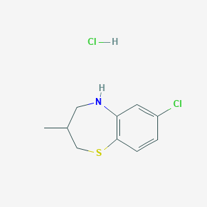 molecular formula C10H13Cl2NS B1471152 7-Chloro-3-methyl-2,3,4,5-tetrahydro-1,5-benzothiazepine hydrochloride CAS No. 1461714-94-2