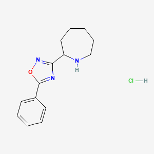 molecular formula C14H18ClN3O B1471154 2-(5-Phenyl-1,2,4-oxadiazol-3-yl)azepane hydrochloride CAS No. 1461708-83-7
