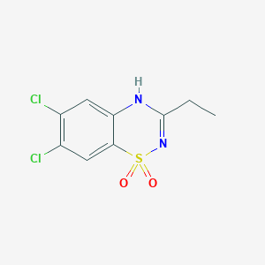 molecular formula C9H8Cl2N2O2S B14711589 6,7-dichloro-3-ethyl-4H-1lambda6,2,4-benzothiadiazine 1,1-dioxide 