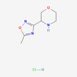 molecular formula C7H12ClN3O2 B1471163 3-(5-Methyl-1,2,4-oxadiazol-3-yl)morpholine hydrochloride CAS No. 1461707-05-0