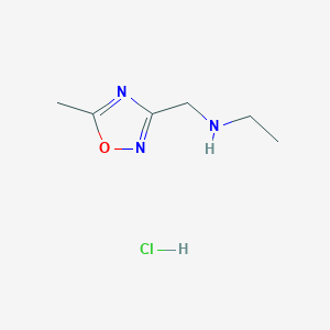 molecular formula C6H12ClN3O B1471181 Chlorhydrate de N-[(5-méthyl-1,2,4-oxadiazol-3-YL)méthyl]éthanamine CAS No. 1609395-49-4