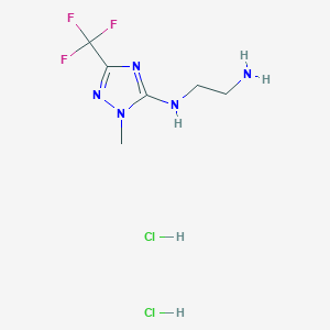 molecular formula C6H12Cl2F3N5 B1471185 N-[1-methyl-3-(trifluoromethyl)-1H-1,2,4-triazol-5-yl]ethane-1,2-diamine dihydrochloride CAS No. 1823336-14-6