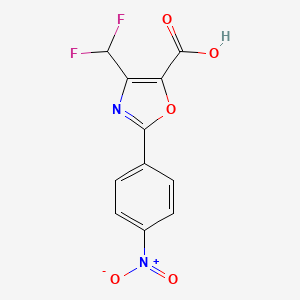 molecular formula C11H6F2N2O5 B1471221 4-(二氟甲基)-2-(4-硝基苯基)-1,3-恶唑-5-羧酸 CAS No. 1803600-11-4