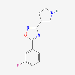 molecular formula C12H12FN3O B1471268 5-(3-Fluorophenyl)-3-(pyrrolidin-3-yl)-1,2,4-oxadiazole CAS No. 1785560-73-7