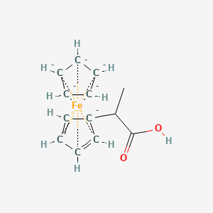 molecular formula C13H14FeO2-6 B14713352 2-Cyclopenta-2,4-dien-1-ylpropanoic acid;cyclopentane;iron 