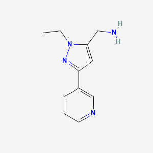 molecular formula C11H14N4 B1471340 (1-乙基-3-(吡啶-3-基)-1H-吡唑-5-基)甲胺 CAS No. 1784792-02-4