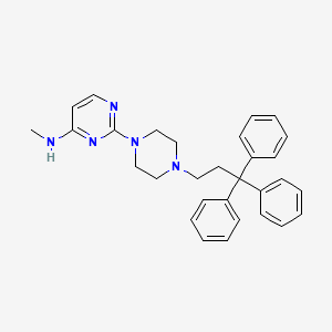 molecular formula C30H33N5 B14713732 Piperazine, 1-(4-methylamino-2-pyrimidinyl)-4-(3,3,3-triphenylpropyl)- CAS No. 20980-16-9