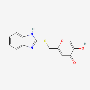 molecular formula C13H10N2O3S B1471387 2-(((1H-benzo[d]imidazol-2-yl)thio)methyl)-5-hydroxy-4H-pyran-4-one CAS No. 138426-85-4