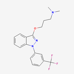 molecular formula C19H20F3N3O B14713953 1H-Indazole, 3-(N,N-dimethylpropoxy)-1-(alpha,alpha,alpha-trifluoro-m-tolyl)- CAS No. 21487-14-9