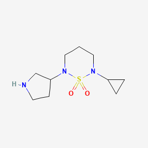 molecular formula C10H19N3O2S B1471400 2-Cyclopropyl-6-(pyrrolidin-3-yl)-1,2,6-thiadiazinane 1,1-dioxide CAS No. 2098062-84-9