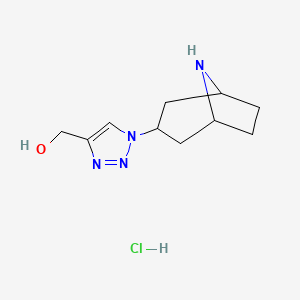 molecular formula C10H17ClN4O B1471404 (1-(8-氮杂双环[3.2.1]辛-3-基)-1H-1,2,3-三唑-4-基)甲醇盐酸盐 CAS No. 1823316-63-7