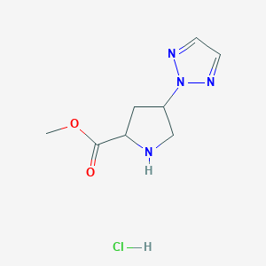 molecular formula C8H13ClN4O2 B1471409 methyl 4-(2H-1,2,3-triazol-2-yl)pyrrolidine-2-carboxylate hydrochloride CAS No. 1822452-66-3