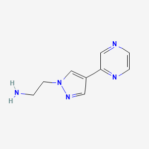 molecular formula C9H11N5 B1471446 2-(4-(pyrazin-2-yl)-1H-pyrazol-1-yl)ethan-1-amine CAS No. 885468-74-6