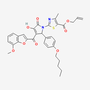 Prop-2-en-1-yl 2-{3-hydroxy-4-(7-methoxy-1-benzofuran-2-carbonyl)-2-oxo-5-[4-(pentyloxy)phenyl]-2,5-dihydro-1H-pyrrol-1-yl}-4-methyl-1,3-thiazole-5-carboxylate