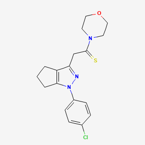 B14714522 Morpholine, 4-((1-(p-chlorophenyl)-1,4,5,6-tetrahydro-3-cyclopentapyrazolyl)thioacetyl)- CAS No. 21484-48-0