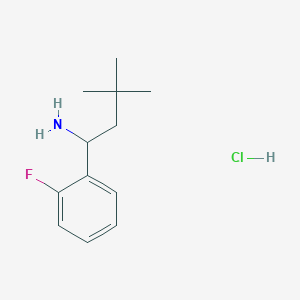 molecular formula C12H19ClFN B1471455 1-(2-Fluorophenyl)-3,3-dimethylbutan-1-amine hydrochloride CAS No. 1864057-58-8