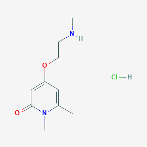 molecular formula C10H17ClN2O2 B1471461 1,6-dimethyl-4-(2-(methylamino)ethoxy)pyridin-2(1H)-one hydrochloride CAS No. 1824268-82-7