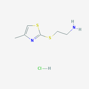 molecular formula C6H11ClN2S2 B1471472 2-((4-Methylthiazol-2-yl)thio)ethan-1-amine hydrochloride CAS No. 1864057-04-4