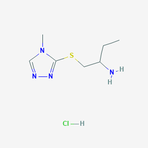 molecular formula C7H15ClN4S B1471478 1-((4-methyl-4H-1,2,4-triazol-3-yl)thio)butan-2-amine hydrochloride CAS No. 1864056-25-6