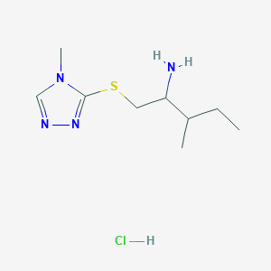 molecular formula C9H19ClN4S B1471487 3-methyl-1-((4-methyl-4H-1,2,4-triazol-3-yl)thio)pentan-2-amine hydrochloride CAS No. 1864056-52-9