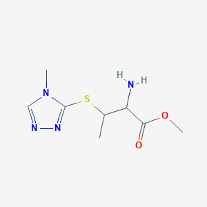 molecular formula C8H14N4O2S B1471512 methyl 2-amino-3-((4-methyl-4H-1,2,4-triazol-3-yl)thio)butanoate CAS No. 1706431-17-5