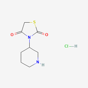 molecular formula C8H13ClN2O2S B1471518 3-(Piperidin-3-yl)thiazolidine-2,4-dione hydrochloride CAS No. 1824049-16-2