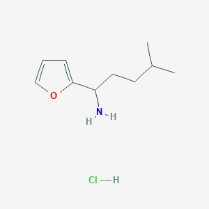 molecular formula C10H18ClNO B1471532 1-(Furan-2-yl)-4-methylpentan-1-amine hydrochloride CAS No. 1864074-50-9