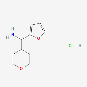 molecular formula C10H16ClNO2 B1471549 furan-2-yl(tetrahydro-2H-pyran-4-yl)methanamine hydrochloride CAS No. 1864014-04-9