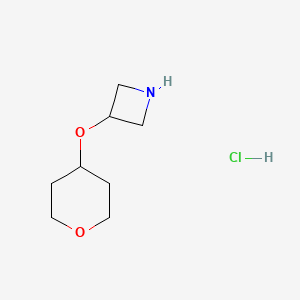 molecular formula C8H16ClNO2 B1471572 3-((tetrahydro-2H-pyran-4-yl)oxy)azetidine hydrochloride CAS No. 2098045-25-9