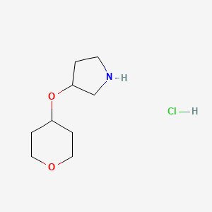 molecular formula C9H18ClNO2 B1471573 3-((tetrahydro-2H-pyran-4-yl)oxy)pyrrolidine hydrochloride CAS No. 2098019-44-2