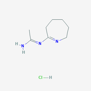 molecular formula C8H16ClN3 B1471586 N-(3,4,5,6-tetrahydro-2H-azepin-7-yl)ethanimidamide hydrochloride CAS No. 1417357-60-8