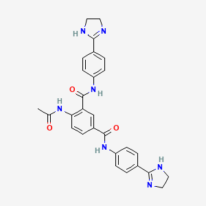 4-acetamido-1-N,3-N-bis[4-(4,5-dihydro-1H-imidazol-2-yl)phenyl]benzene-1,3-dicarboxamide