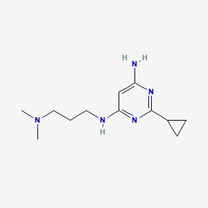 molecular formula C12H21N5 B1471612 2-环丙基-N4-(3-(二甲氨基)丙基)嘧啶-4,6-二胺 CAS No. 1537547-14-0
