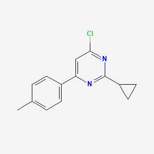 molecular formula C14H13ClN2 B1471614 4-Chloro-2-cyclopropyl-6-(p-tolyl)pyrimidine CAS No. 1354754-10-1