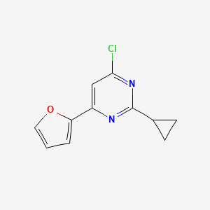 molecular formula C11H9ClN2O B1471615 4-Chloro-2-cyclopropyl-6-(furan-2-yl)pyrimidine CAS No. 1412959-51-3