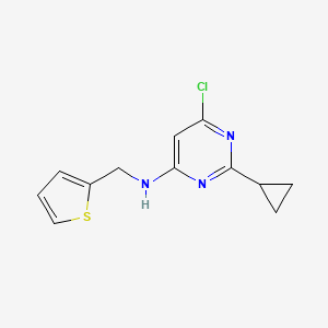 molecular formula C12H12ClN3S B1471621 6-chloro-2-cyclopropyl-N-(thiophen-2-ylmethyl)pyrimidin-4-amine CAS No. 1111829-21-0