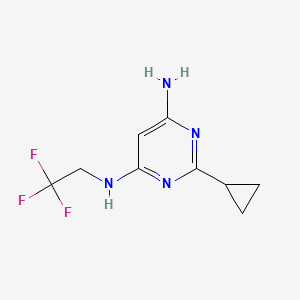 molecular formula C9H11F3N4 B1471625 2-环丙基-N4-(2,2,2-三氟乙基)嘧啶-4,6-二胺 CAS No. 1501059-01-3