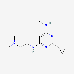 molecular formula C12H21N5 B1471627 2-cyclopropyl-N4-(2-(dimethylamino)ethyl)-N6-methylpyrimidine-4,6-diamine CAS No. 1503279-52-4